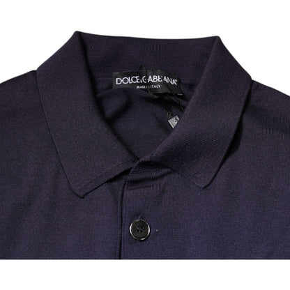 Dolce & Gabbana Blue Silk Collared Short Sleeves Polo T-shirt