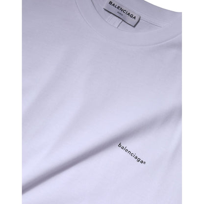 Balenciaga White Logo Cotton Crew Neck Short Sleeves T-shirt