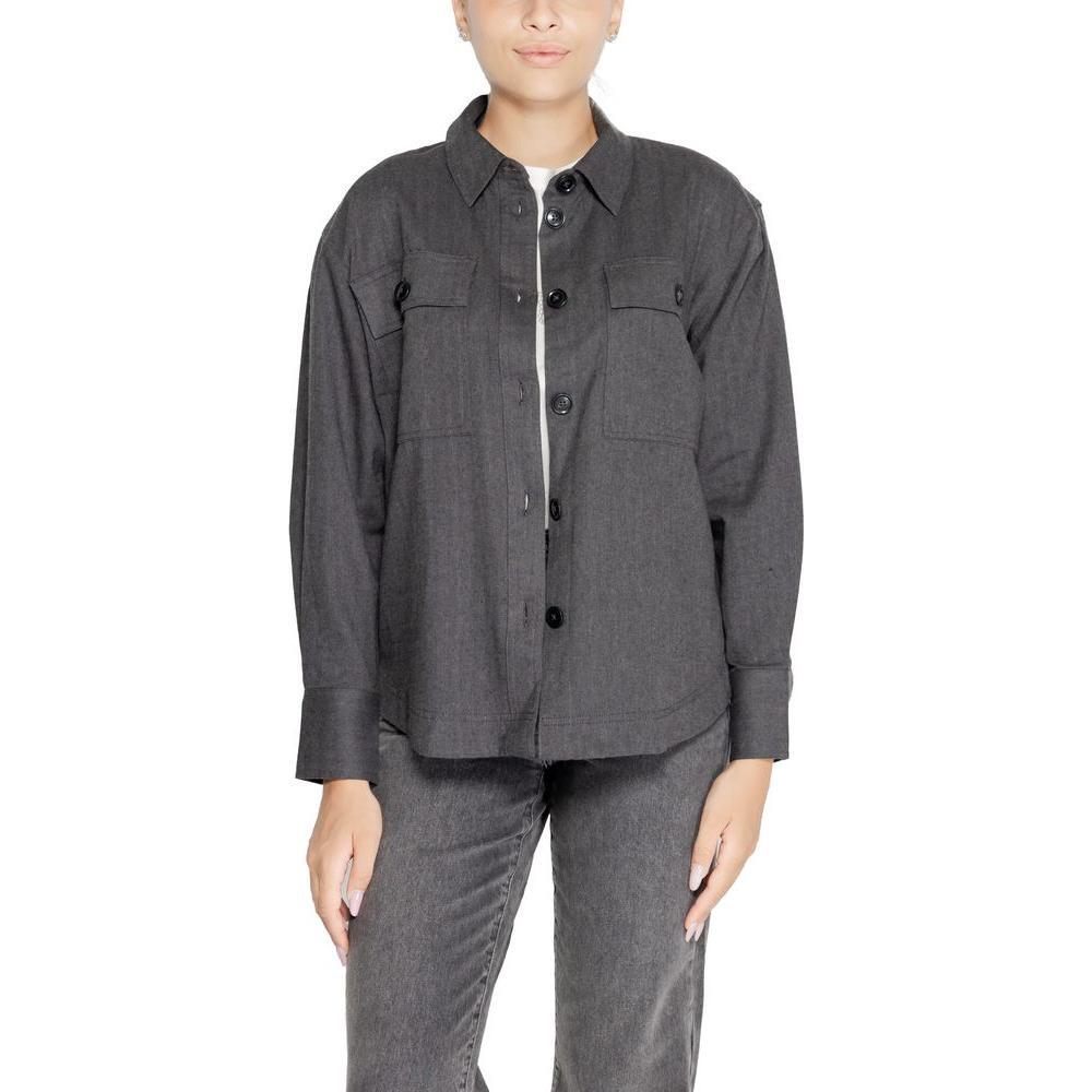 Jacqueline De Yong Black Recycled Cotton Shirt JA-14840700009-IT42|M