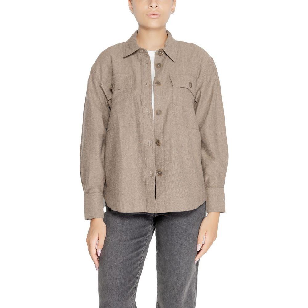 Jacqueline De Yong Beige Recycled Cotton Shirt JA-14840700309-IT42|M