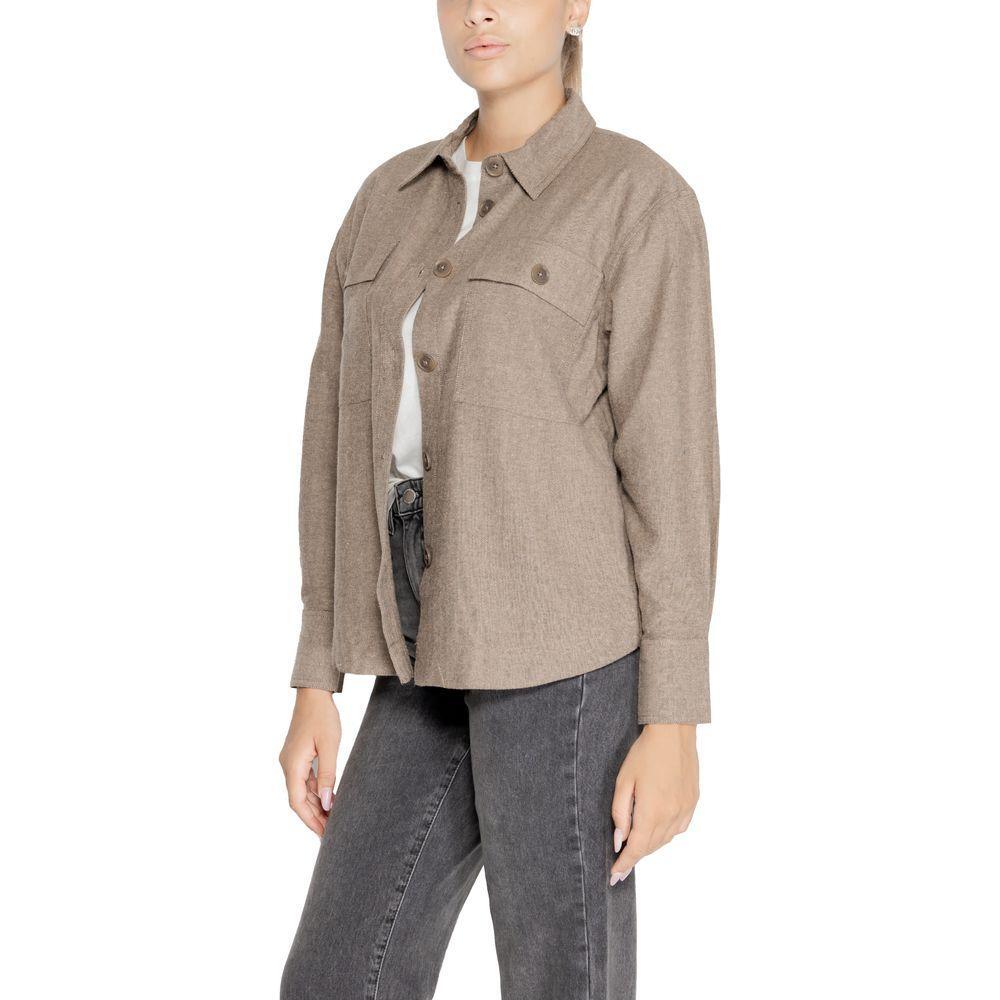 Jacqueline De Yong Beige Recycled Cotton Shirt JA-14840700309-IT42|M