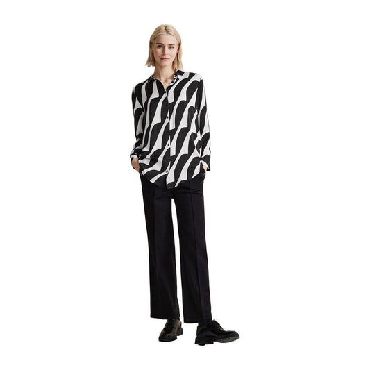 Street One Black And White Viscose Blouse ST-13438002438-IT38|XS