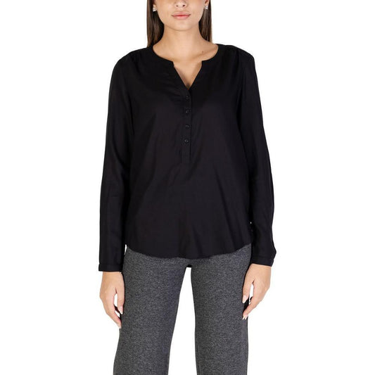 Street One Black Viscose Blouse ST-13527400009-IT42|M