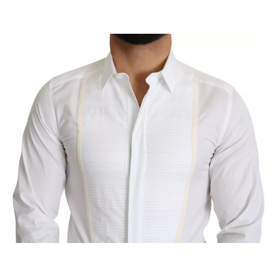 Dolce & Gabbana White Formal Tuxedo Dress GOLD Shirt TSH5372-37