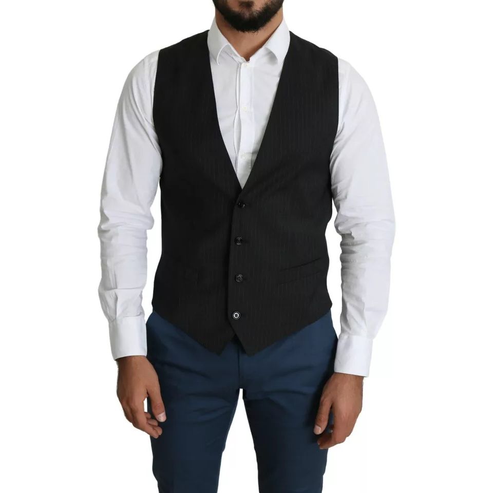 Dolce & Gabbana Black Men Formal STAFF Dress Waistcoat Vest