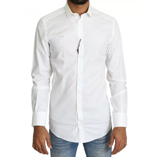 Dolce & Gabbana White Cotton Formal Dress Top GOLD Shirt TSH5370-37