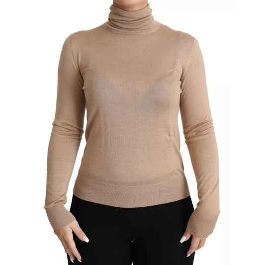Dolce & Gabbana Beige Cashmere Silk Turtleneck Pullover Sweater TSH5695-36