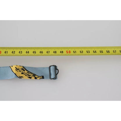 Dolce & Gabbana Light Blue Banana Print Silk Men Neck Bow Tie