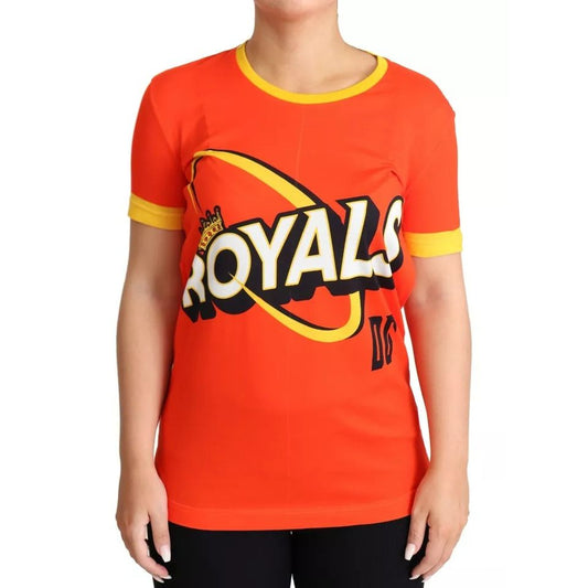 Dolce & Gabbana Orange Royals Print Round Neck T-shirt TSH5758-38