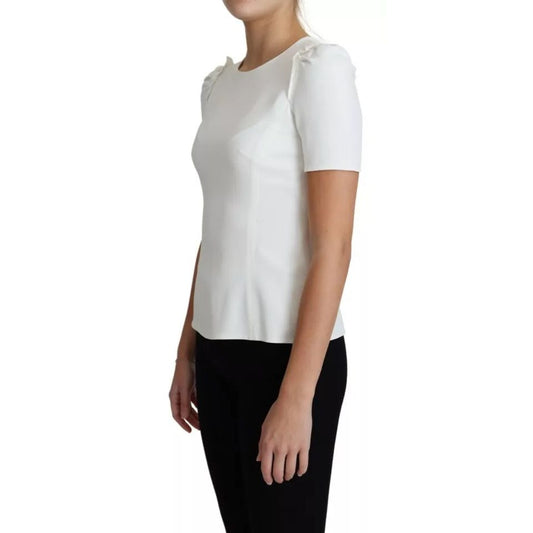 Dolce & Gabbana White Viscose Stretch Short Sleeves Blouse Top TSH5738-38