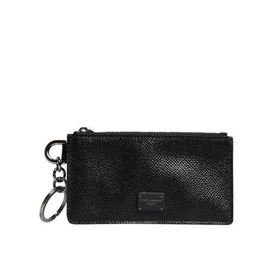 Dolce & Gabbana Black Calfskin Leather DG Logo Card Holder Wallet