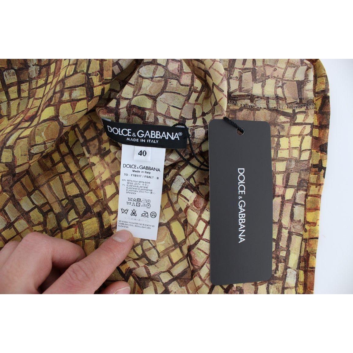 西西里马赛克印花真丝衬衫