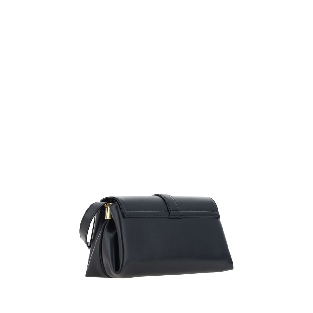 Ferragamo Black Calf Leather Bos Taurus Shoulder Bag