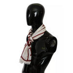 Dolce & Gabbana White Red Printed Wrap Shawl Modal Scarf MS8887