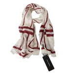 Dolce & Gabbana White Red Printed Wrap Shawl Modal Scarf MS8887