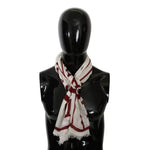 Dolce & Gabbana White Red Printed Wrap Shawl Modal Scarf MS8887