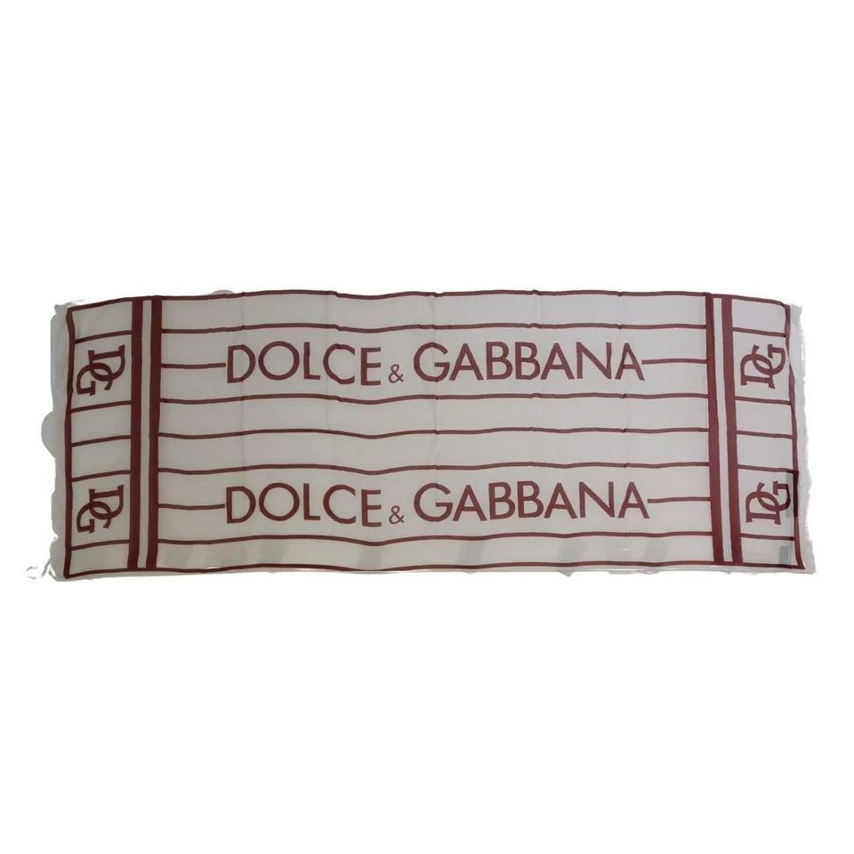 Dolce & Gabbana White Red Printed Wrap Shawl Modal Scarf MS8887