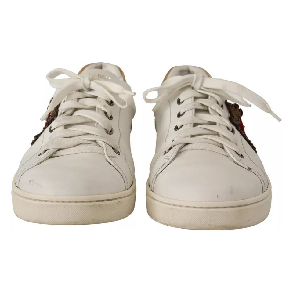 Dolce & Gabbana White Leather Heart Low Top Casual Sneakers Shoes MV4638-43