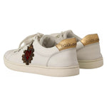 Dolce & Gabbana White Leather Heart Low Top Casual Sneakers Shoes MV4638-43