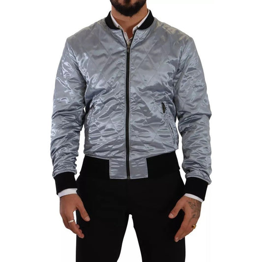 Dolce & Gabbana Light Blue Bomber Coat Men Jacket