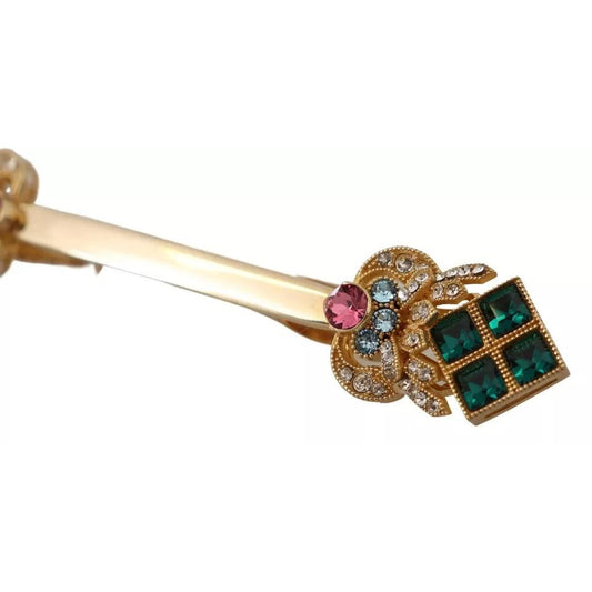 Dolce & Gabbana Gold Plated 925 Sterling Silver Crystal Collar Stop Brooch SMY100980