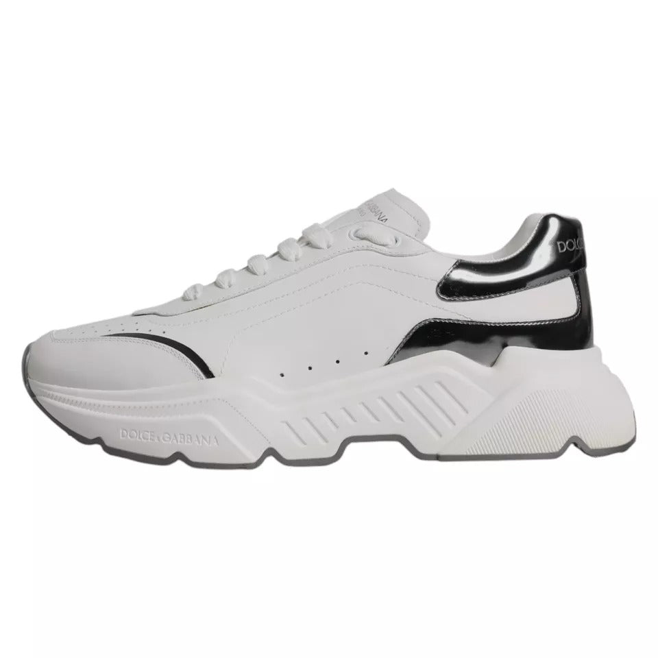 Dolce & Gabbana White Silver DAYMASTER Leather Sneakers Men Shoes MV1434-42