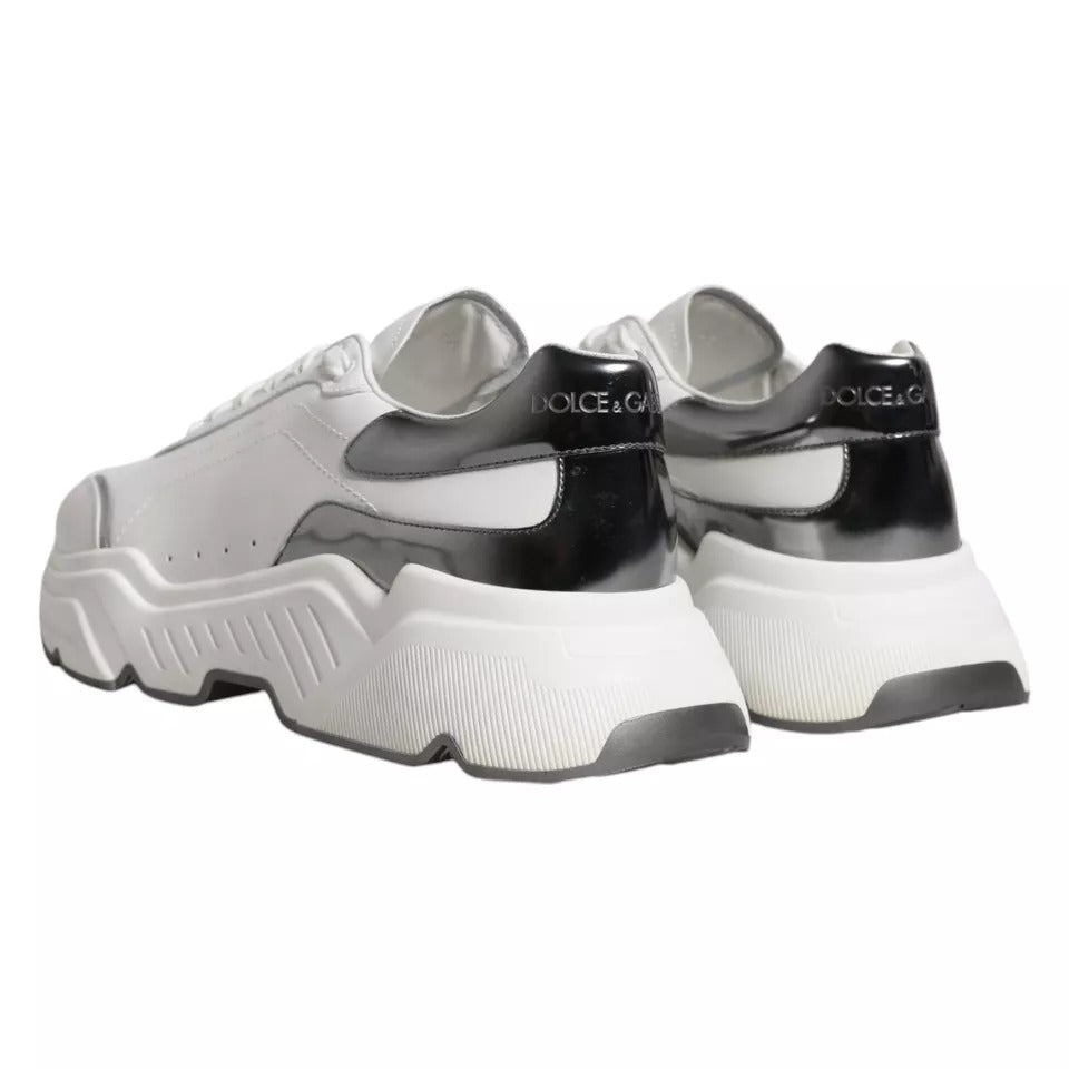 Dolce & Gabbana White Silver DAYMASTER Leather Sneakers Men Shoes MV1434-42