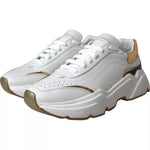 Dolce & Gabbana White Gold DAYMASTER Leather Sneakers Men Shoes MV4301-40