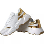 Dolce & Gabbana White Gold DAYMASTER Leather Sneakers Men Shoes MV4301-40
