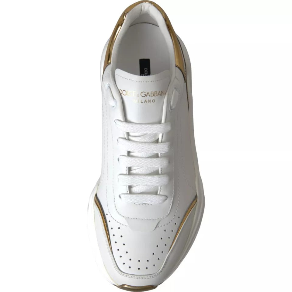 Dolce & Gabbana White Gold DAYMASTER Leather Sneakers Men Shoes MV4301-40
