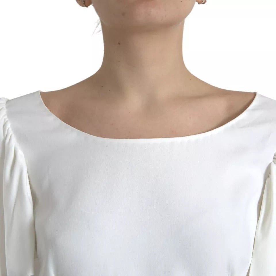 Dolce & Gabbana White Viscose Round Neck Short Sleeves Top TSH852025-48