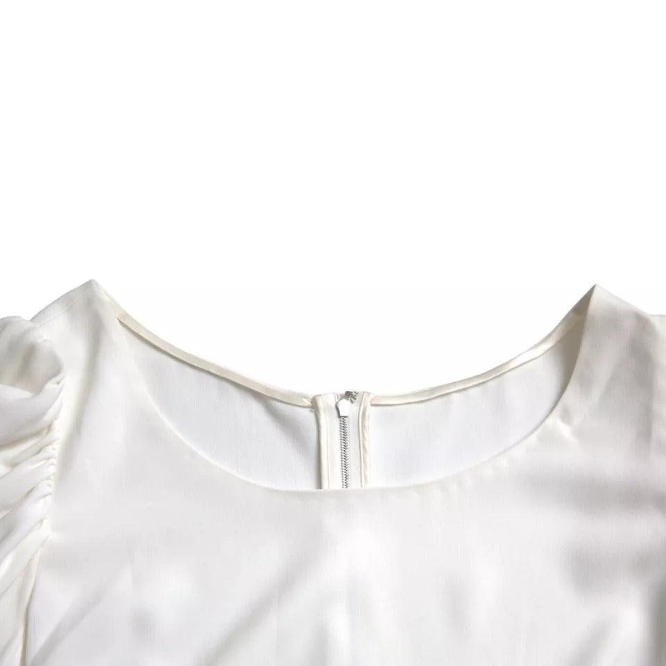 Dolce & Gabbana White Viscose Round Neck Short Sleeves Top TSH852025-48