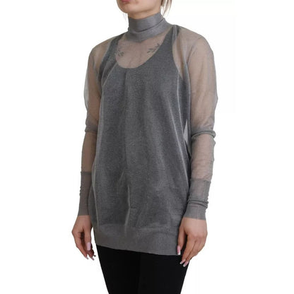Dolce & Gabbana Gray See Through Turtleneck Pullover Sweater
