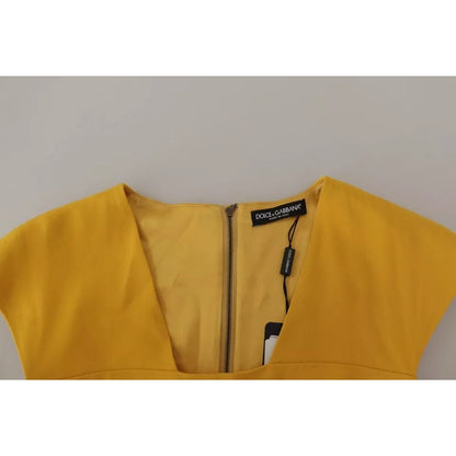 Dolce & Gabbana Yellow Viscose Sleeveless Sheath Midi Dress