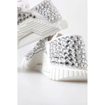 Dolce & Gabbana White NS1 Canvas Leather Embellished Sneakers Shoes LA10412-36