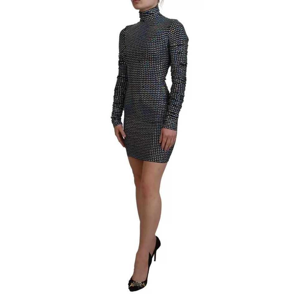 Dolce & Gabbana Black Embellished Nylon Bodycon Mini Dress