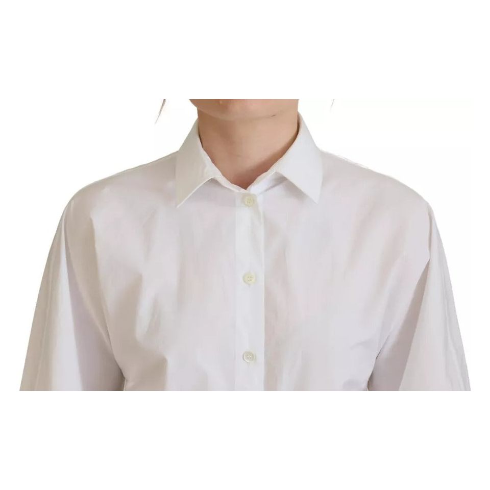 Dolce & Gabbana White Cotton Button Front Short Sleeve Shirt TSH82998-36