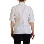 Dolce & Gabbana White Cotton Button Front Short Sleeve Shirt TSH82998-36
