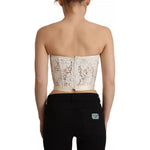 Dolce & Gabbana White Strapless Floral Lace Cropped Bustier Top TSH7639-36