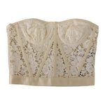 Dolce & Gabbana White Strapless Floral Lace Cropped Bustier Top TSH7639-36