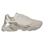 Dolce & Gabbana White Silver Leather Daymaster Sneakers Shoes LA9946-39.5