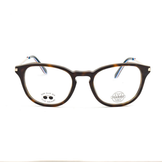 Vuarnet Brown Acetate Frames with optique clip-on feature, model VL18020002, size 53/17/145 mm, showcasing stylish brown design.