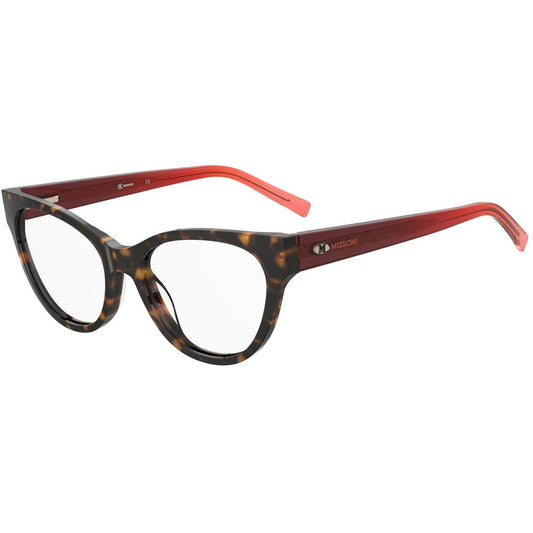 M Missoni Brown Acetate Frames with red temples, size 53/17/140 mm for women.
