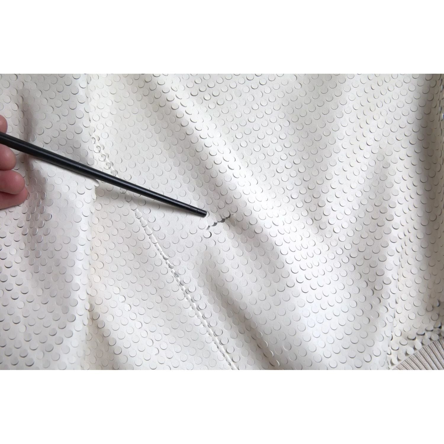 Dolce & Gabbana Off White LeatherPerforated Full Zip Jacket