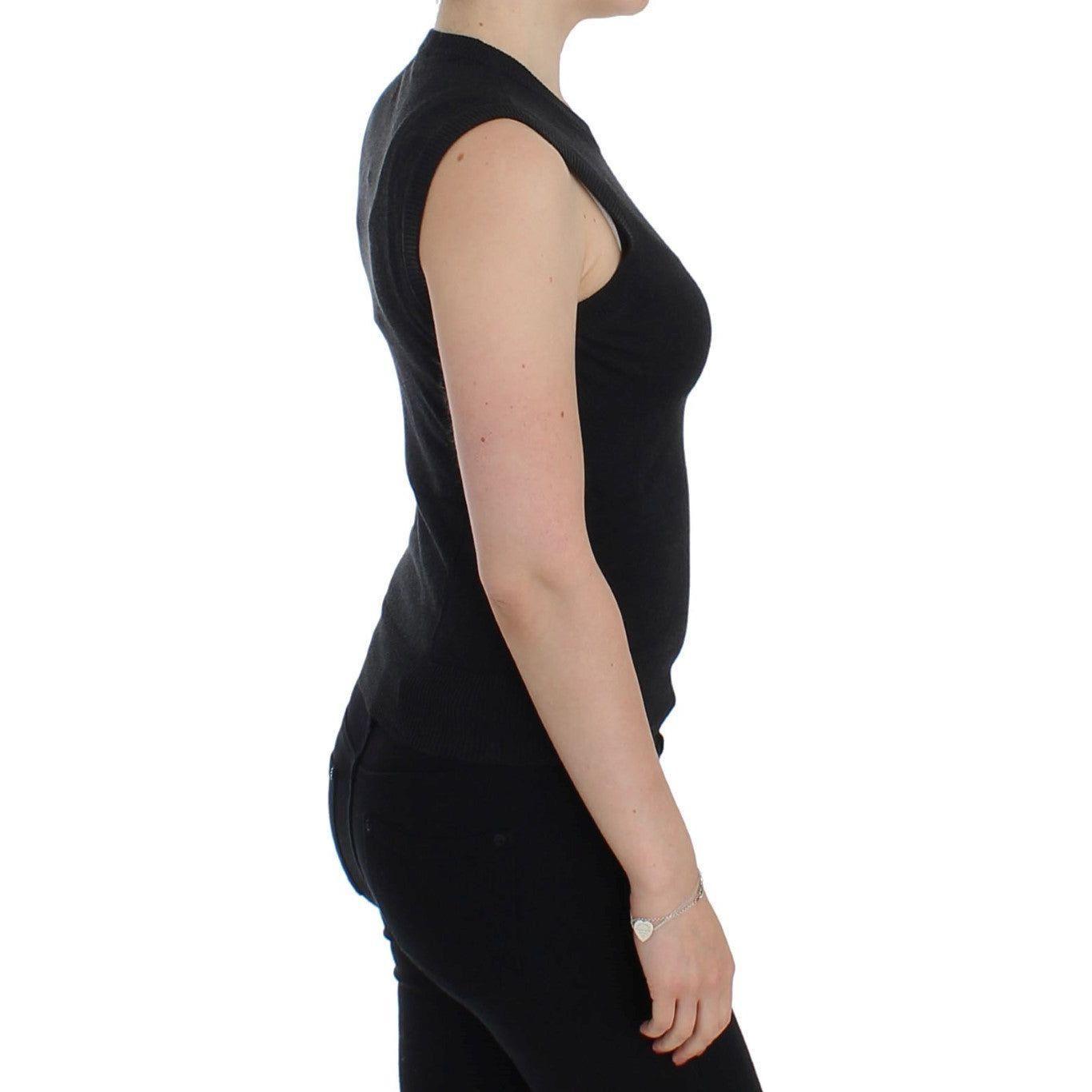 优雅黑色无袖套头背心