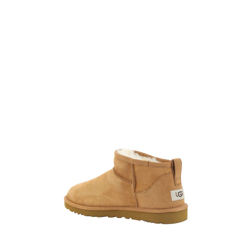 UGG Brown Goatskin Ankle Boots with shearling lining and embossed stitching.