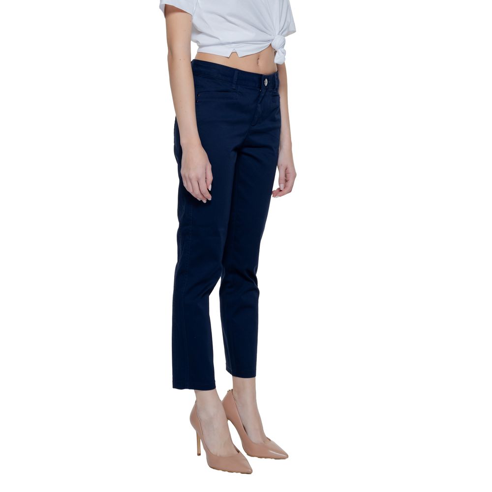 Street One Blue Cotton Casual Pants
