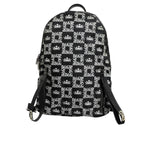Dolce & Gabbana Black White Crown Printed Nylon School Backpack Bag BAG1666