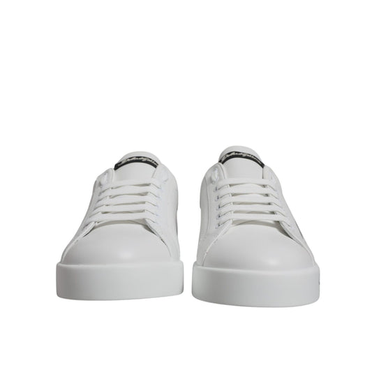 Dolce & Gabbana White Black Logo Portofino Sneaker Shoes MV6706-40.5