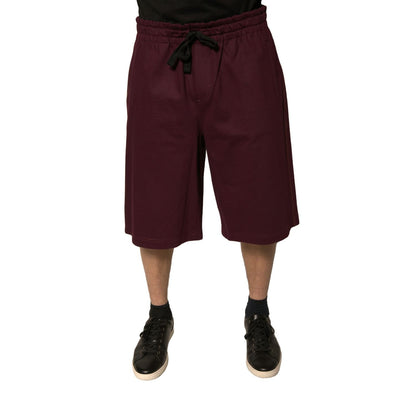 Dolce & Gabbana Maroon Cotton Mid Waist Bermuda Shorts